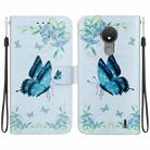 For Nokia C21 Crystal Texture Colored Drawing Leather Phone Case(Blue Pansies) - 1