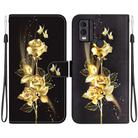 For Nokia C22 Crystal Texture Colored Drawing Leather Phone Case(Gold Butterfly Rose) - 1