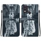 For Nokia C22 Crystal Texture Colored Drawing Leather Phone Case(Cat Tiger Reflection) - 1