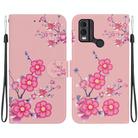 For Nokia C22 Crystal Texture Colored Drawing Leather Phone Case(Cherry Blossoms) - 1