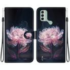 For Nokia C31 Crystal Texture Colored Drawing Leather Phone Case(Purple Peony) - 1