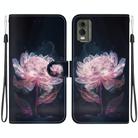 For Nokia C32 Crystal Texture Colored Drawing Leather Phone Case(Purple Peony) - 1