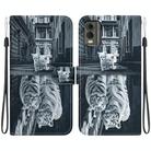 For Nokia C32 Crystal Texture Colored Drawing Leather Phone Case(Cat Tiger Reflection) - 1