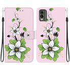 For Nokia C32 Crystal Texture Colored Drawing Leather Phone Case(Lily) - 1