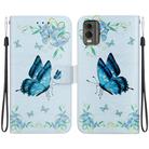 For Nokia C32 Crystal Texture Colored Drawing Leather Phone Case(Blue Pansies) - 1