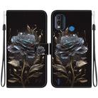 For Nokia G11 Plus Crystal Texture Colored Drawing Leather Phone Case(Black Rose) - 1