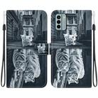 For Nokia G22 Crystal Texture Colored Drawing Leather Phone Case(Cat Tiger Reflection) - 1