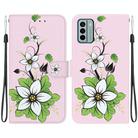 For Nokia G22 Crystal Texture Colored Drawing Leather Phone Case(Lily) - 1