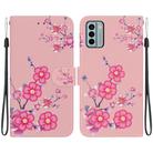 For Nokia G22 Crystal Texture Colored Drawing Leather Phone Case(Cherry Blossoms) - 1