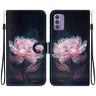 For Nokia G42 Crystal Texture Colored Drawing Leather Phone Case(Purple Peony) - 1