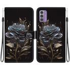 For Nokia G42 Crystal Texture Colored Drawing Leather Phone Case(Black Rose) - 1