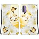 For Nokia G42 Crystal Texture Colored Drawing Leather Phone Case(Gold Butterfly Epiphyllum) - 1