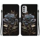 For Nokia G60 Crystal Texture Colored Drawing Leather Phone Case(Black Rose) - 1