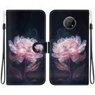 For Nokia G300 Crystal Texture Colored Drawing Leather Phone Case(Purple Peony) - 1