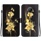 For Nokia G300 Crystal Texture Colored Drawing Leather Phone Case(Gold Butterfly Rose) - 1