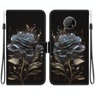 For Nokia G300 Crystal Texture Colored Drawing Leather Phone Case(Black Rose) - 1