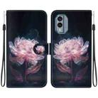 For Nokia X30 Crystal Texture Colored Drawing Leather Phone Case(Purple Peony) - 1