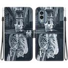 For Nokia X30 Crystal Texture Colored Drawing Leather Phone Case(Cat Tiger Reflection) - 1