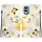 For Nokia X30 Crystal Texture Colored Drawing Leather Phone Case(Gold Butterfly Epiphyllum) - 1