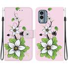 For Nokia X30 Crystal Texture Colored Drawing Leather Phone Case(Lily) - 1