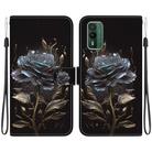 For Nokia XR21 Crystal Texture Colored Drawing Leather Phone Case(Black Rose) - 1