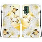 For Nokia XR21 Crystal Texture Colored Drawing Leather Phone Case(Gold Butterfly Epiphyllum) - 1