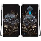 For Nokia 1.4 Crystal Texture Colored Drawing Leather Phone Case(Black Rose) - 1