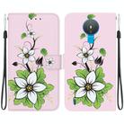 For Nokia 1.4 Crystal Texture Colored Drawing Leather Phone Case(Lily) - 1