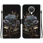 For Nokia G10 / G20 Crystal Texture Colored Drawing Leather Phone Case(Black Rose) - 1