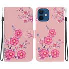 For iPhone 12 mini Crystal Texture Colored Drawing Leather Phone Case(Cherry Blossoms) - 1