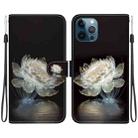 For iPhone 12 Pro Max Crystal Texture Colored Drawing Leather Phone Case(Crystal Peony) - 1