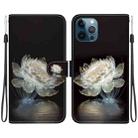 For iPhone 12 / 12 Pro Crystal Texture Colored Drawing Leather Phone Case(Crystal Peony) - 1
