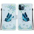 For iPhone 12 / 12 Pro Crystal Texture Colored Drawing Leather Phone Case(Blue Pansies) - 1