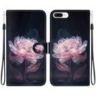 For iPhone 8 Plus / 7 Plus Crystal Texture Colored Drawing Leather Phone Case(Purple Peony) - 1