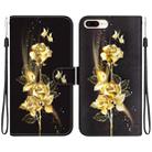 For iPhone 8 Plus / 7 Plus Crystal Texture Colored Drawing Leather Phone Case(Gold Butterfly Rose) - 1