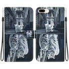 For iPhone 8 Plus / 7 Plus Crystal Texture Colored Drawing Leather Phone Case(Cat Tiger Reflection) - 1