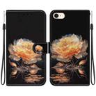 For iPhone SE 2022 / SE 2020 Crystal Texture Colored Drawing Leather Phone Case(Gold Peony) - 1