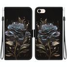 For iPhone SE 2022 / SE 2020 Crystal Texture Colored Drawing Leather Phone Case(Black Rose) - 1