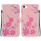 For iPhone SE 2022 / SE 2020 Crystal Texture Colored Drawing Leather Phone Case(Cherry Blossoms) - 1