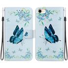 For iPhone SE 2022 / SE 2020 Crystal Texture Colored Drawing Leather Phone Case(Blue Pansies) - 1