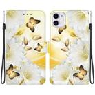For iPhone 11 Crystal Texture Colored Drawing Leather Phone Case(Gold Butterfly Epiphyllum) - 1