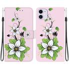 For iPhone 11 Crystal Texture Colored Drawing Leather Phone Case(Lily) - 1