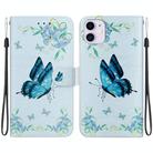 For iPhone 11 Crystal Texture Colored Drawing Leather Phone Case(Blue Pansies) - 1