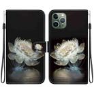 For iPhone 11 Pro Crystal Texture Colored Drawing Leather Phone Case(Crystal Peony) - 1