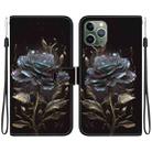 For iPhone 11 Pro Crystal Texture Colored Drawing Leather Phone Case(Black Rose) - 1