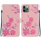 For iPhone 11 Pro Crystal Texture Colored Drawing Leather Phone Case(Cherry Blossoms) - 1