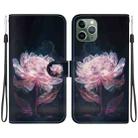 For iPhone 11 Pro Max Crystal Texture Colored Drawing Leather Phone Case(Purple Peony) - 1