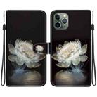 For iPhone 11 Pro Max Crystal Texture Colored Drawing Leather Phone Case(Crystal Peony) - 1