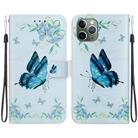 For iPhone 11 Pro Max Crystal Texture Colored Drawing Leather Phone Case(Blue Pansies) - 1