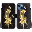 For iPhone 13 mini Crystal Texture Colored Drawing Leather Phone Case(Gold Butterfly Rose) - 1